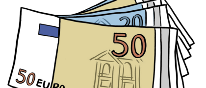 Eine Zeichnung von Geld-Scheinen