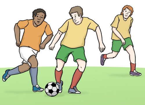 Eine Zeichnung von 3 Fußball-Spielern
