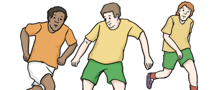 Eine Zeichnung von 3 Fußball-Spielern